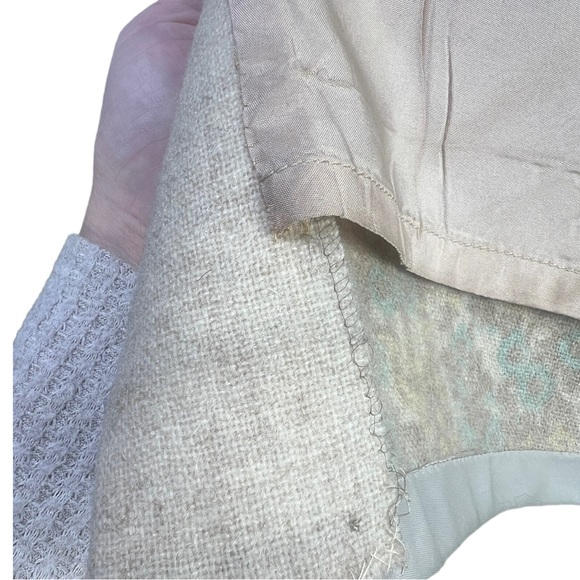 VTG 1960's KLEIST Latest Fashion Cream Yellow Green & Brown Wool Nehru Coat - Picture 9 of 11